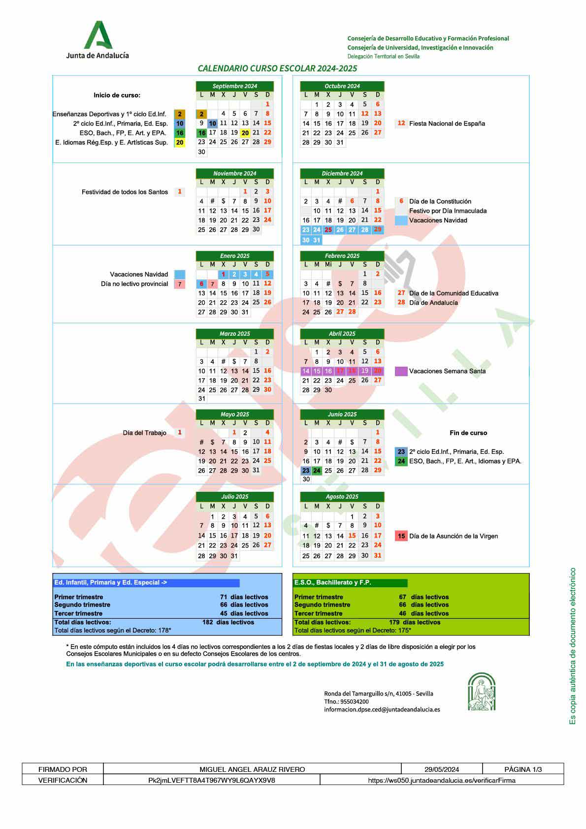 Calendario Escolar 2025 | Sevilla con los peques 